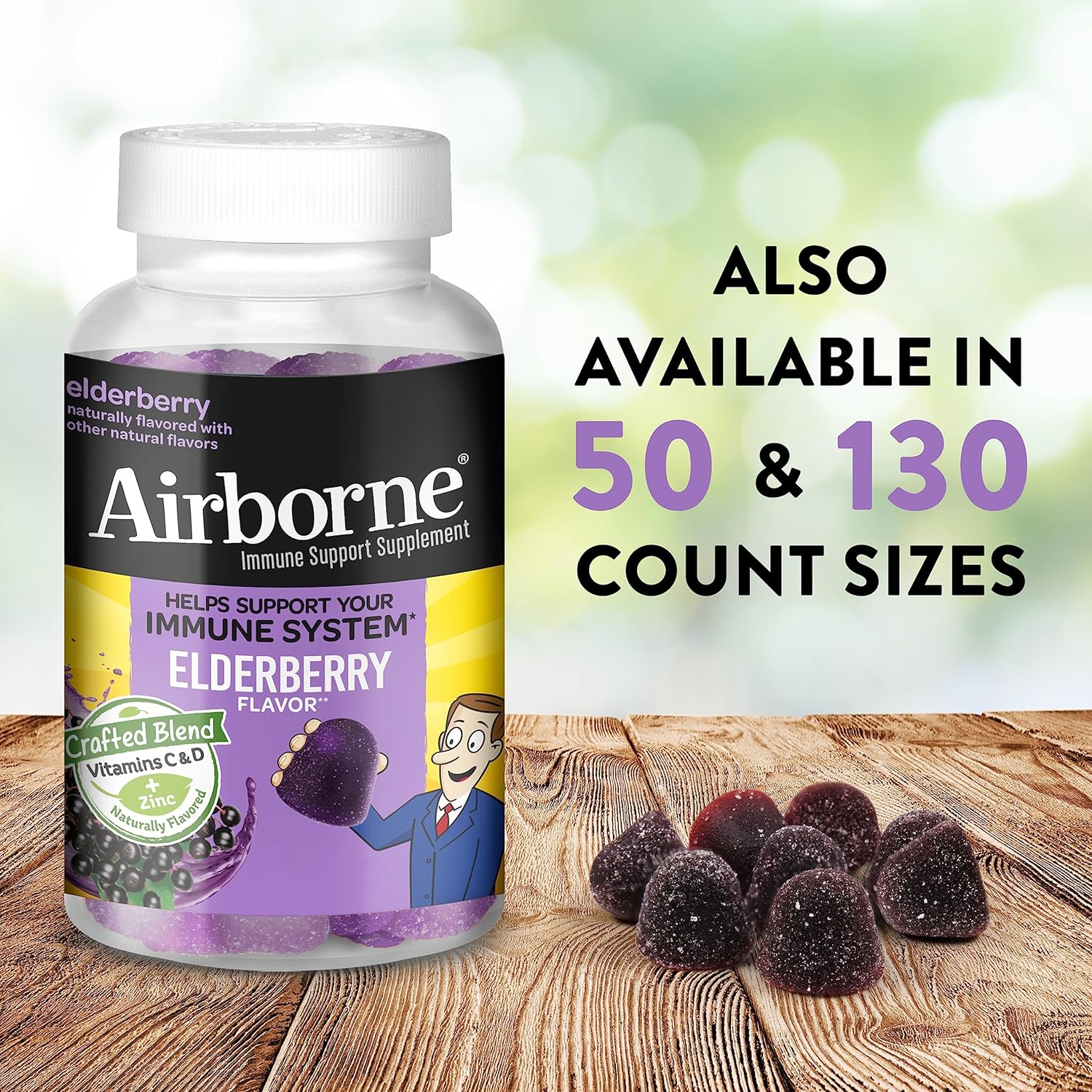 Airborne Elderberry + Zinc & Vitamin C Gummies For Adults - Nirvana Guru