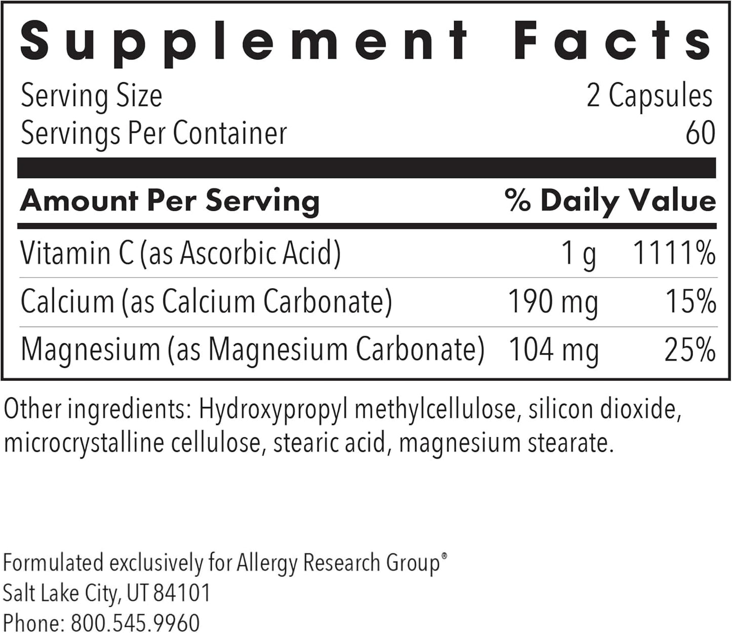 Allergy Research Group, Buffered Vitamin C - Antioxidant Supplements - Nirvana Guru