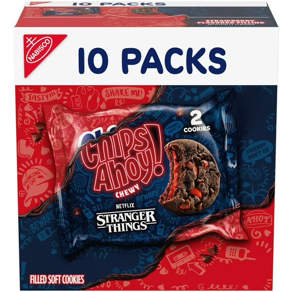 CHIPS AHOY! Stranger Things Chewy Chocolatey Strawberry-Flavored Filled Soft Cookies, 10 Snack nirvanaguru
