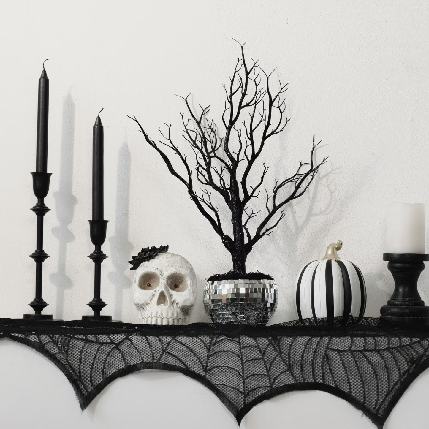 Ghostly Disco Tree Tabletop Decor, Silver & Black, 18", Halloween by Way To Celebrate nirvanaguru