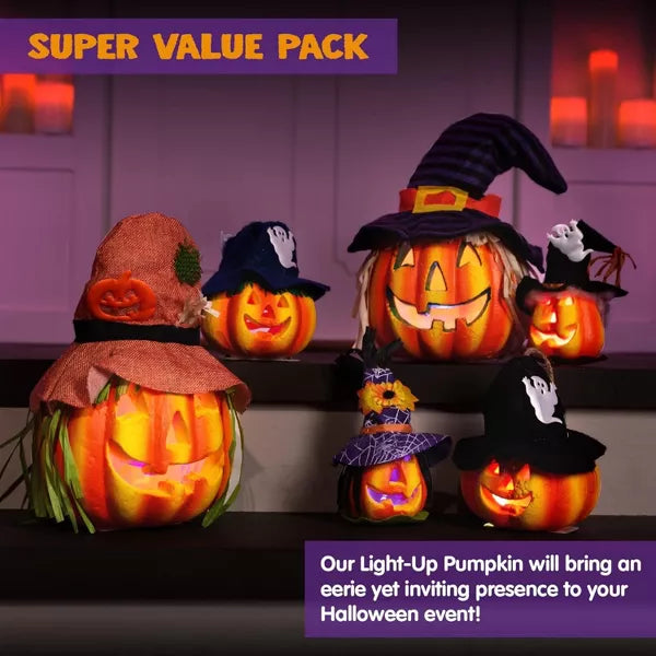 Joyfy 6 Pcs Halloween Light-up Pumpkin, Jack O Lanterns LED Foam Halloween Pumpkin, Halloween Decorations for Lawn Patio Party Supplies Favors nirvanaguru