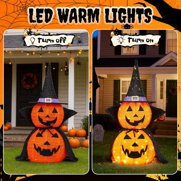 Karl Home 2PCS 3ft Halloween Collasipble Lighted Pumpkin Decoration nirvanaguru