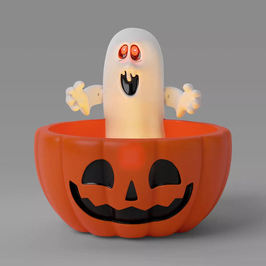0.63" Light and Sound Ghosty Candy Bowl Halloween Decorative Prop Orange - Hyde and EEK! Boutique™ nirvanaguru