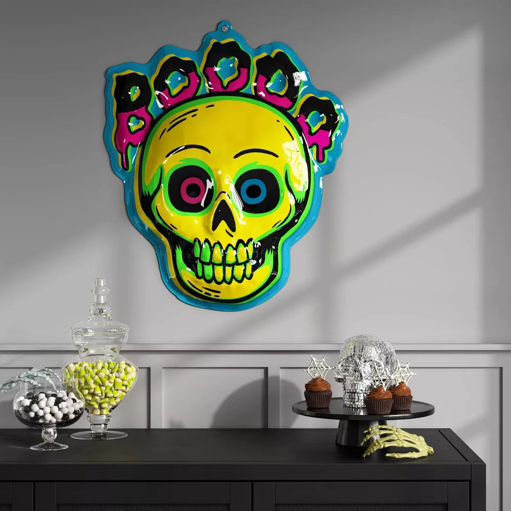 27"x23" Halloween Boo Skull Vac Form Sign Unframed Wall Art - Hyde and EEK! Boutique™ Nirvana Guru