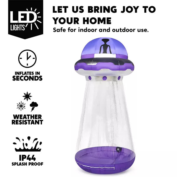 Joyfy 9 FT Halloween Inflatable Outdoor Decoration, Inflatable Purple UFO with Built-in LEDs for Halloween Party Yard Garden Lawn Outside Decoration nirvanaguru