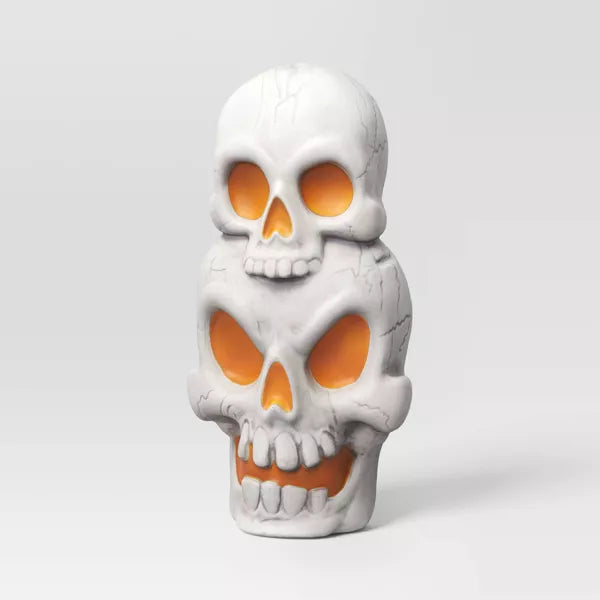 22.5" Light and Sound Stacked Skulls Outdoor Halloween Decorative Prop - Hyde and EEK! Boutique™ nirvanaguru