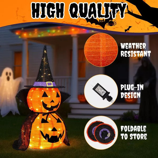 Karl Home 2PCS 3ft Halloween Collasipble Lighted Pumpkin Decoration nirvanaguru