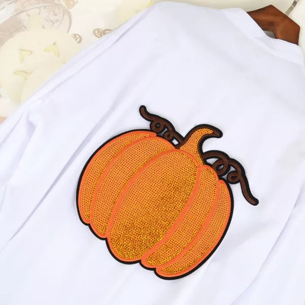 Halloween Pumpkin Ghost Large Sequin Iron On Patch Glitter Sewing Embroidery Repair Appliques Clothing Patch Costume Decor, Style 1 Nirvana Guru