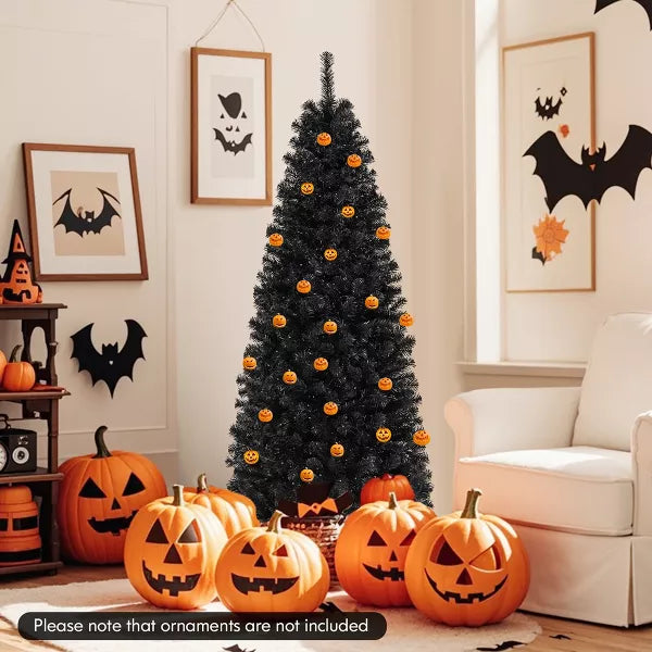 Costway 6 FT Artificial Halloween Tree with 618 Branch Tips 280 Warm White LED Lights nirvanaguru