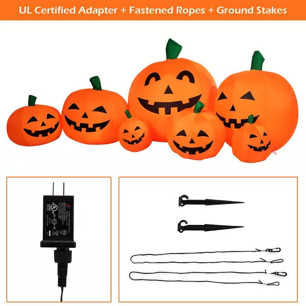 Costway 7.5' Halloween Inflatable 7 Pumpkins Patch W/LED Light Outdoor Garden Decoration nirvanaguru