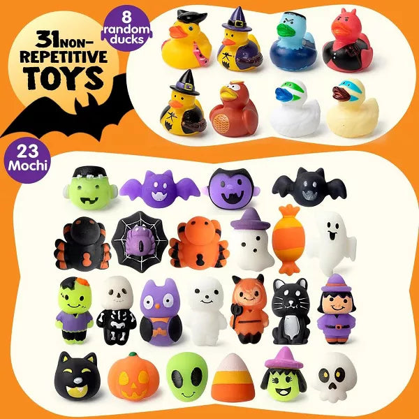 Joyfy 2025 Halloween Advent Calendar, 31 PCS Rubber Duck Mochi Surprise Toys for CountDown to Halloween Party Favor Supply Kid Trick or Treating nirvanaguru