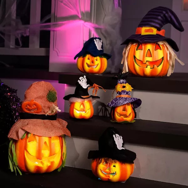 Joyfy 6 Pcs Halloween Light-up Pumpkin, Jack O Lanterns LED Foam Halloween Pumpkin, Halloween Decorations for Lawn Patio Party Supplies Favors nirvanaguru