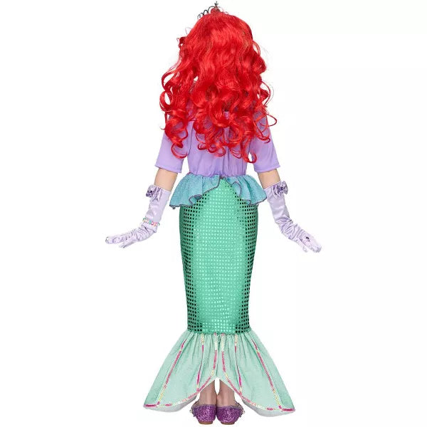 Joyfy Girls' Little Mermaid Halloween Costume Dress with Red Wig And Headband Little Mermaid Costume nirvanaguru