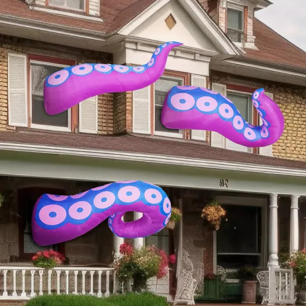Joyfy 3 Pcs Halloween Inflatable Outdoor Decorations, Giant Octopus Tentacle with Built-in LEDs Broke Out from Window for Halloween Window Roof Decor nirvanaguru