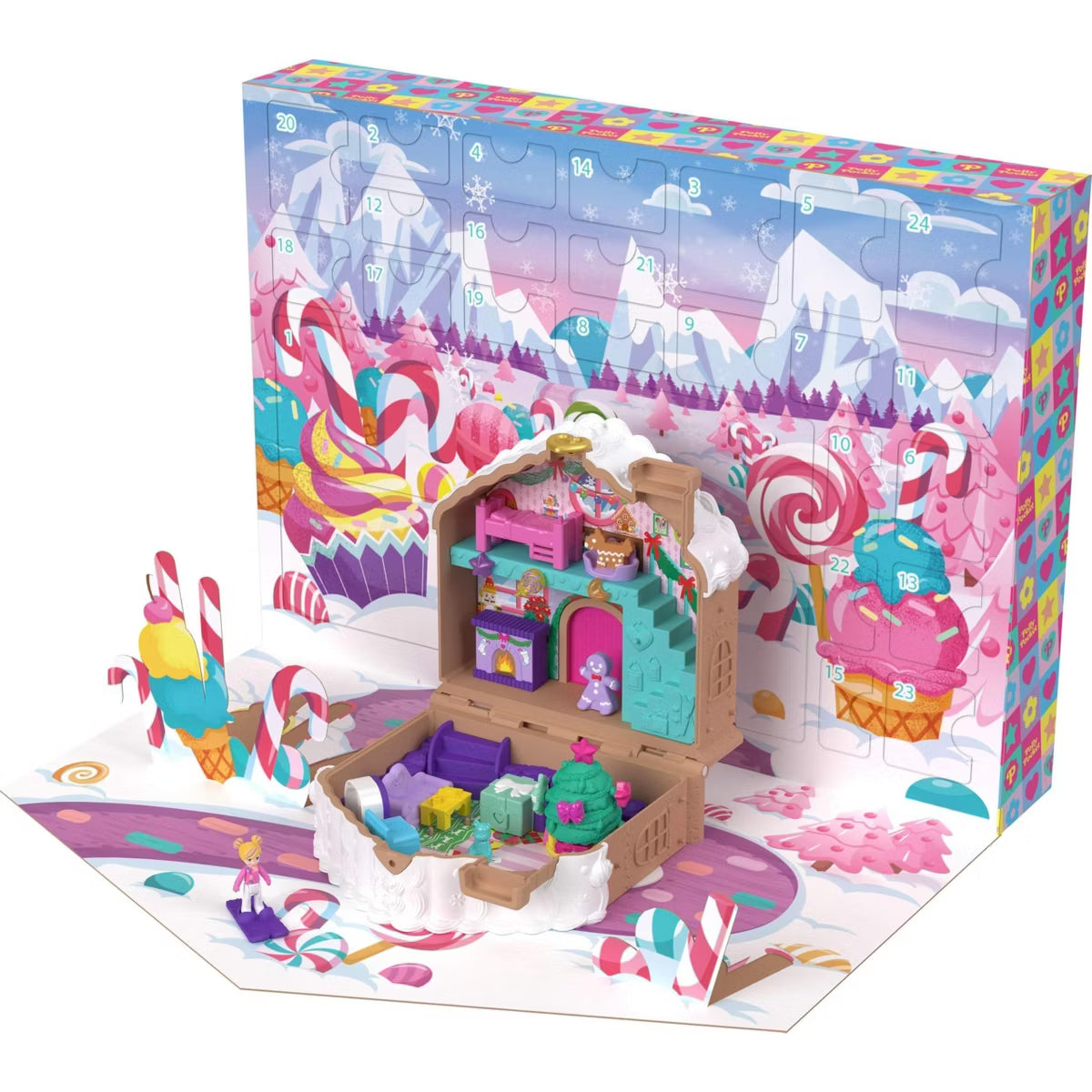 Polly Pocket Doll Advent Calendar, DIY Gingerbread House Playset with 24+ Surprises, Dollhouse Furniture, and Holiday Accessories nirvanaguru