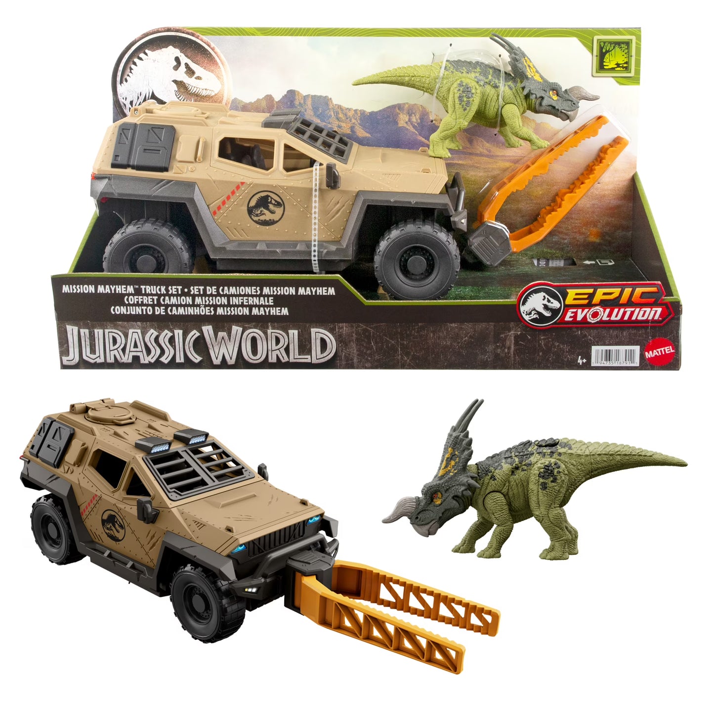 Jurassic World Mission Mayhem Truck & Dinosaur Action Figure Toy Set with Flipping Feature nirvanaguru