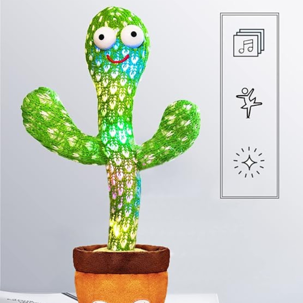 Talking Cactus Toy with LED 120 English Songs, Singing Cactus Dancing Musical Toy, Tummy Time Toys Baby Mimicking Repeats What You Say (Audio Recording & Retelling) Boys Girls Interactive Gift nirvanaguru