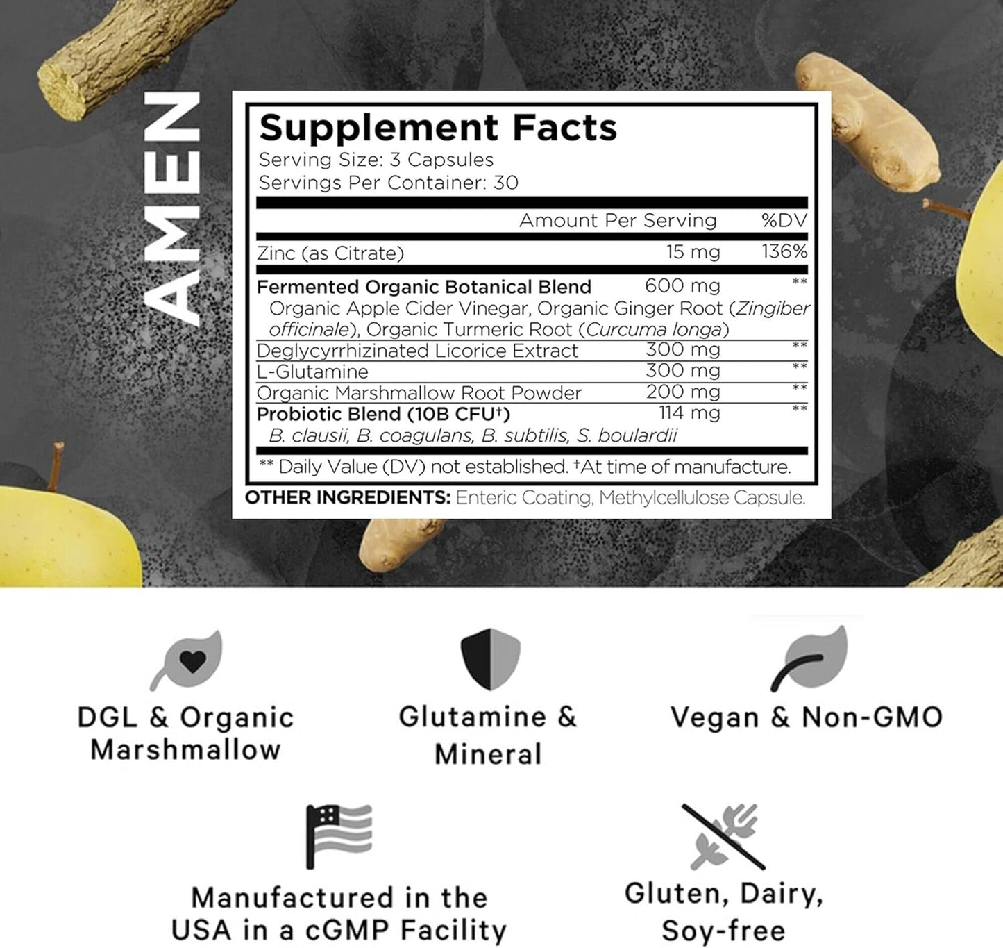 Amen Leaky Gut Supplement - Advanced Formula with Bioavailable L Glutamine - Nirvana Guru