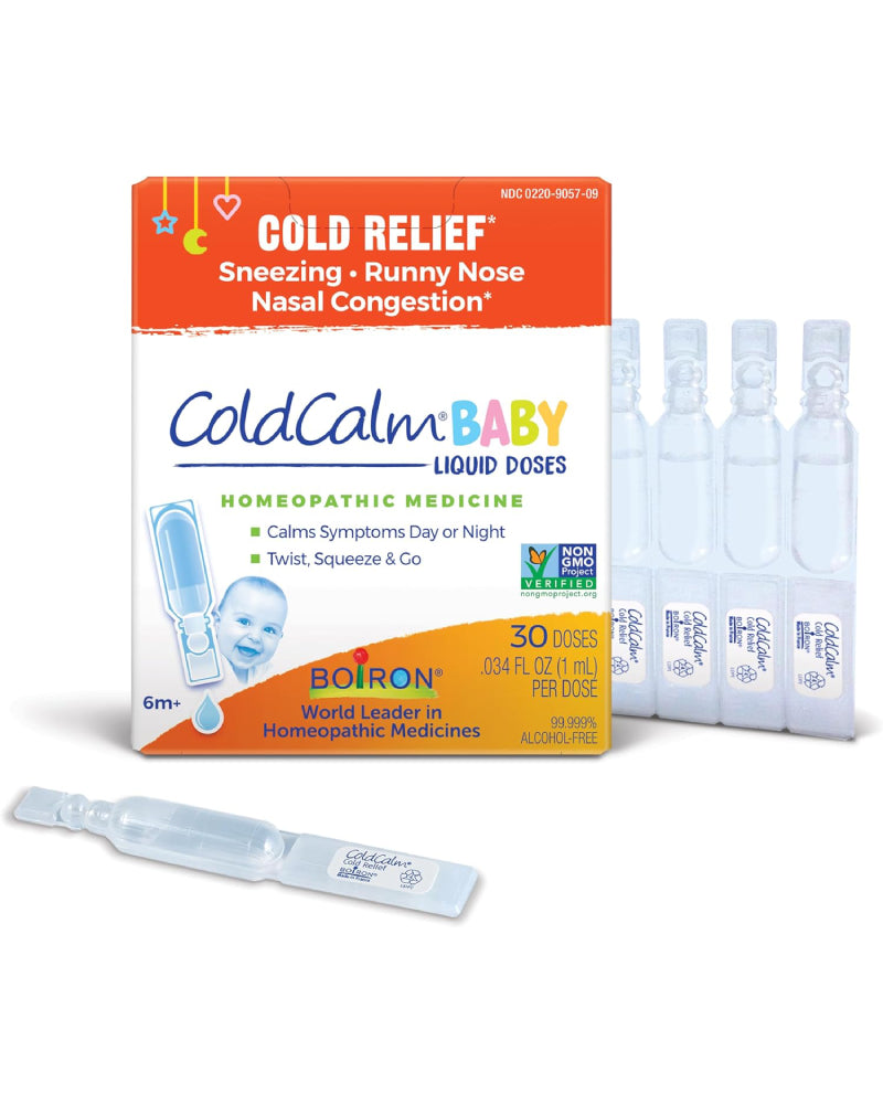 Boiron ColdCalm Baby Single-Use Drops for Relief from Cold Symptoms of Sneezing, Runny Nose, and Nasal Congestion - Sterile and Non-Drowsy Liquid Doses - 30 Count - Nirvana Guru