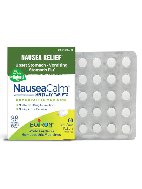 Boiron NauseaCalm Relief for Upset Stomach, Nausea, and Vomiting Due to Stomach Flu, Overindulgence, or Motion Sickness - Non-Drowsy - 60 Count - Nirvana Guru