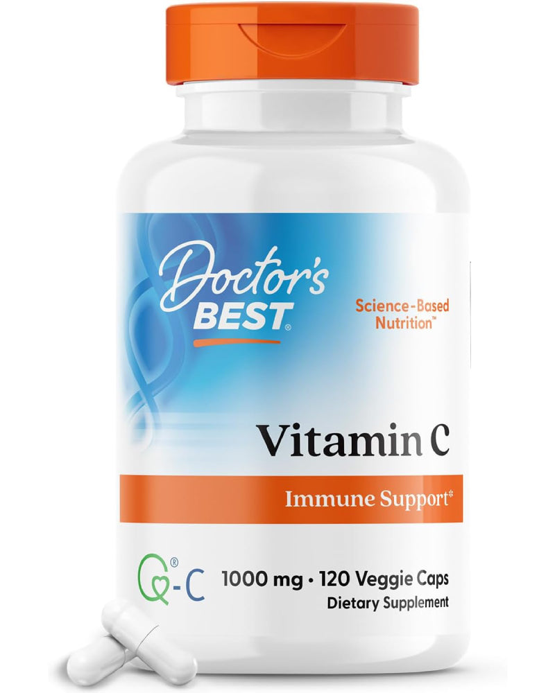 Doctor's Best Vitamin C with Q-C - Vitamin C 1000mg Non-GMO, Vegan, Gluten Free, Soy Free, Sourced from Scotland Veggie Caps, 120 Count - Nirvana Guru
