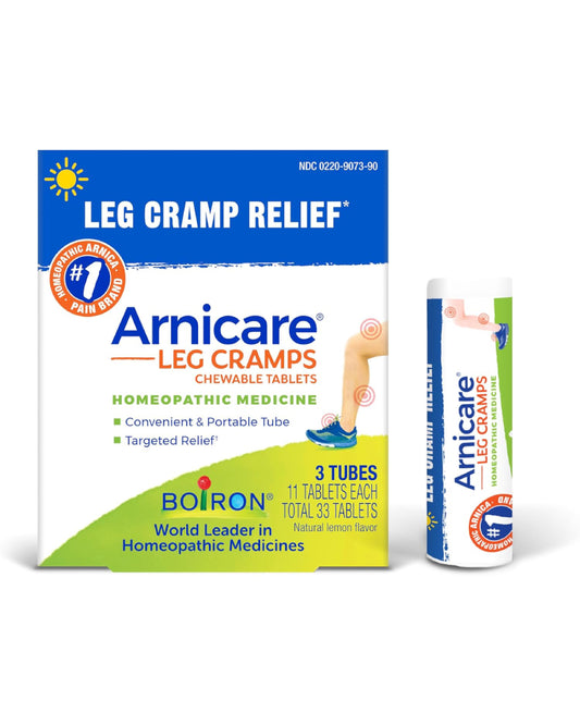 Boiron Arnicare Leg Cramps for Day and Night Relief from Cramping and Stiffness in Feet or Calves - 33 Tablets - Nirvana Guru