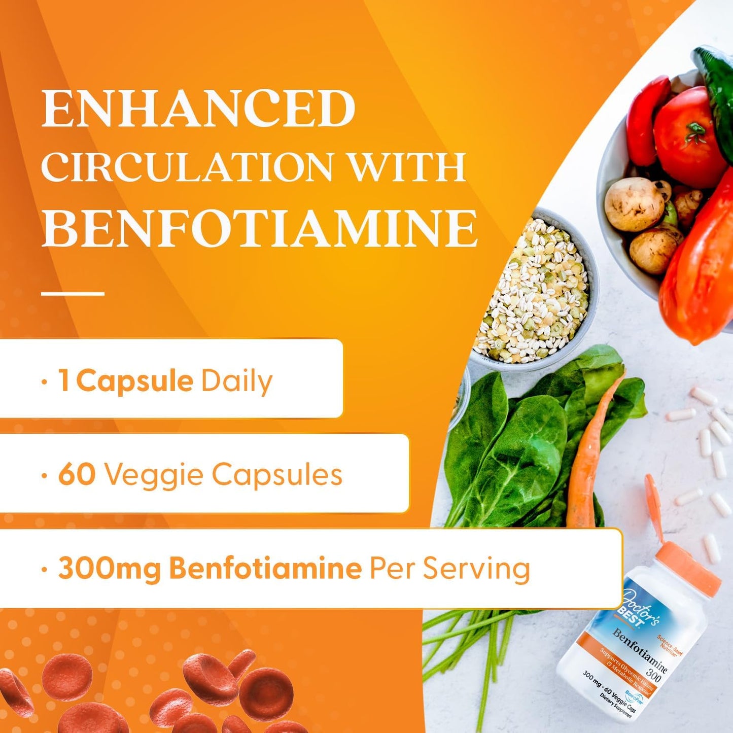Doctor's Best Benfotiamine 300 with BenfoPure, Helps Maintain Healthy Glucose Metabolism,60 Veggie Caps - Nirvana Guru