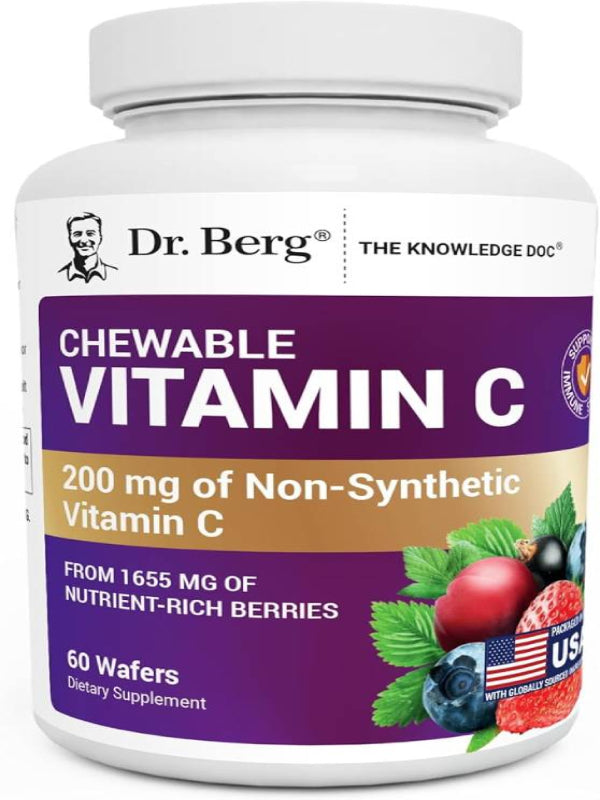 Dr. Berg Chewable Vitamin C Complex - Made with Organic, Non-GMO Berries - 60 Delicious Wafers - Nirvana Guru