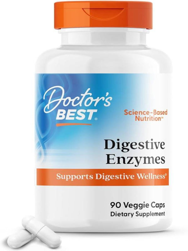 Doctors Best Digestive Enzymes, Supports Digestive Wellness, Non-GMO, Vegetarian 90 Veggie Caps - Nirvana Guru