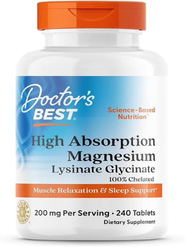 Doctor's Best High Absorption Magnesium Glycinate Lysinate, 100% Chelated,240 Count - Nirvana Guru