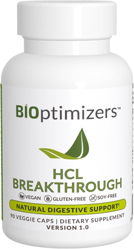 BIOptimizers HCL Breakthrough - Betaine Hydrochloride Enzymes Supplement,90 Pepsin-Free Capsules - Nirvana Guru