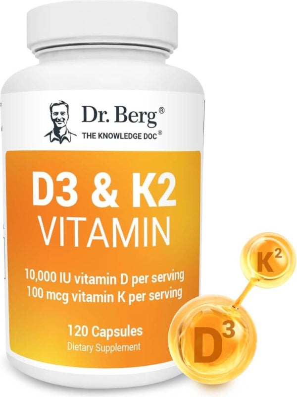 Dr. Berg Vitamin D3 K2 w/MCT Powder,K2 D3 Vitamin Supplement - 120 Capsule - Nirvana Guru