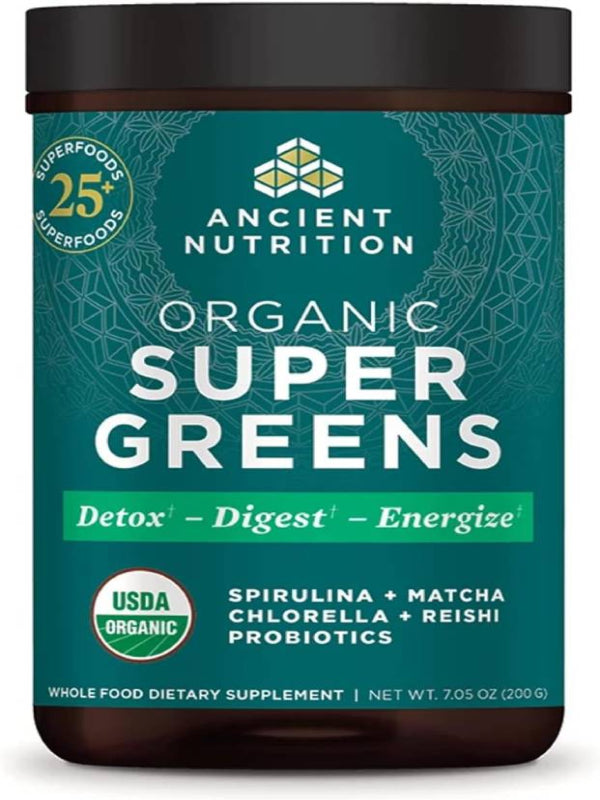 Ancient Nutrition Super Greens,Organic Superfood Powder with Probiotics 25 Servings - Nirvana Guru