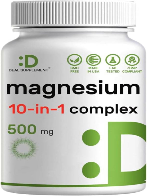 Magnesium Complex Supplement 500mg, 240 Veggie Capsules - Nirvana Guru