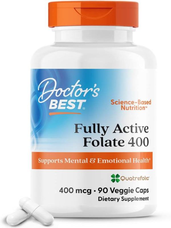 Doctor's Best Fully Active Folate with Quatrefolic400 mcg,90 Veg Caps - Nirvana Guru