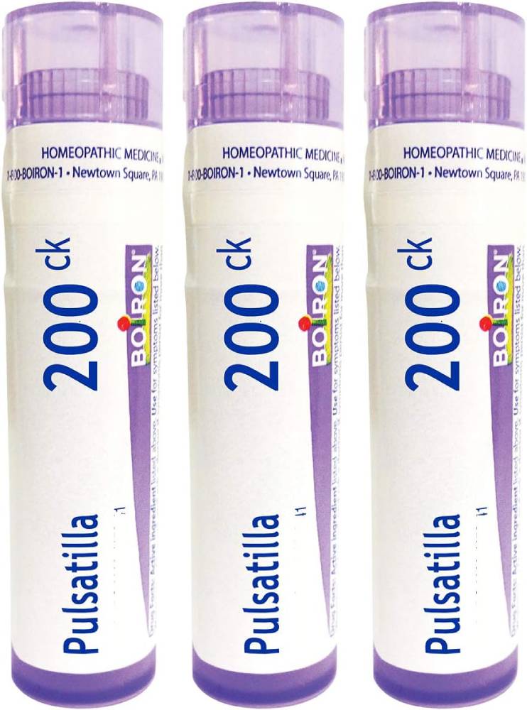 Boiron Pulsatilla 200ck Homeopathic Medicine for Cold with Thick, Yellow Discharge - Pack of 3 (240 Pellets) - Nirvana Guru