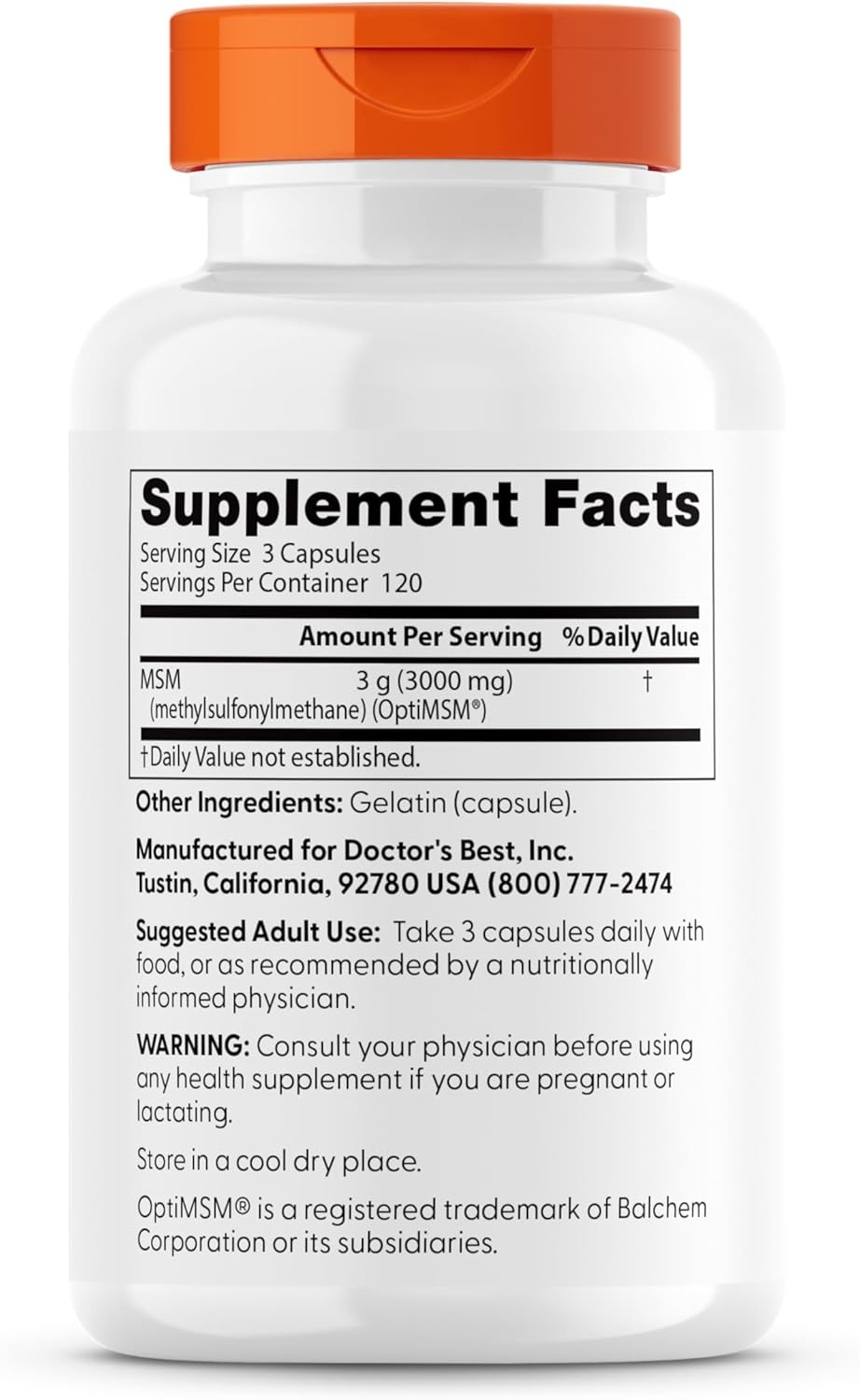 Doctors BEST MSM, Supports Hair, Skin, Nails, & Joints,3000 mg Per Serving, 360 Capsules - Nirvana Guru