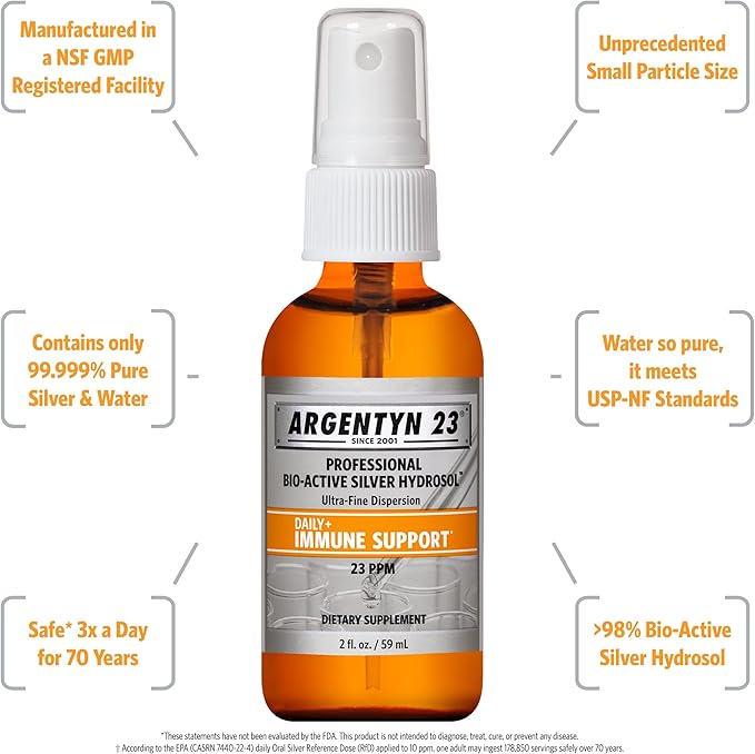 Argentyn 23 Professional Bio-Active Silver Hydrosol for Immune Support,2oz - Nirvana Guru