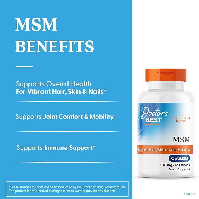 Doctors Best MSM, Supports Hair, Skin, Nails, & Joints,120 Tablets - Nirvana Guru