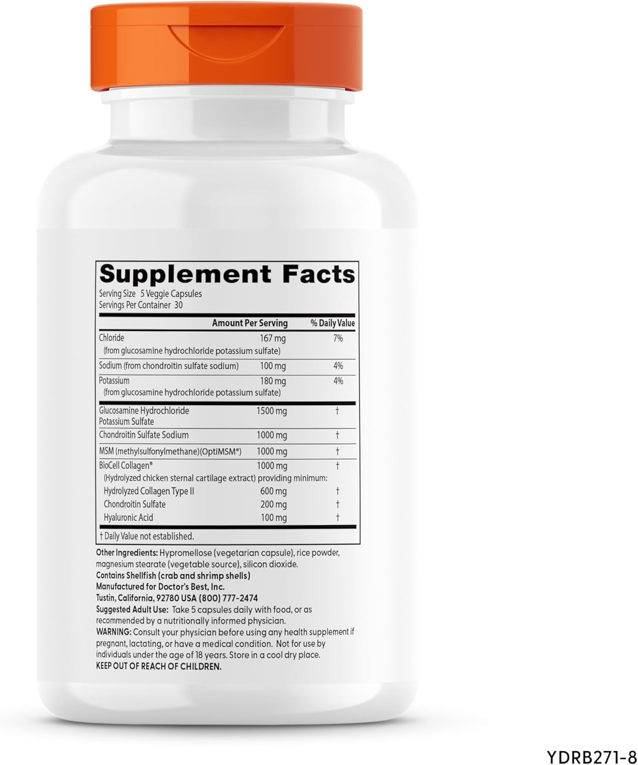 Doctor's Best Glucosamine Chondroitin MSM + Hyaluronic Acid with OptiMSM Featuring Biocell Collagen, Joint Support,150 Caps - Nirvana Guru