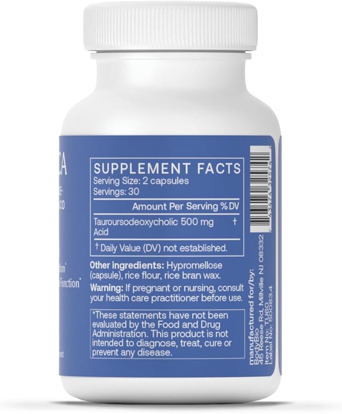 BodyBio TUDCA for Liver Detox,Healthy Fat Metabolism and Digestion, Pure Tauroursodeoxycholic Acid - 60 Capsules - Nirvana Guru