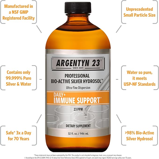 Argentyn 23 Professional Bio-Active Silver Hydrosol for Immune Support,32oz - Nirvana Guru