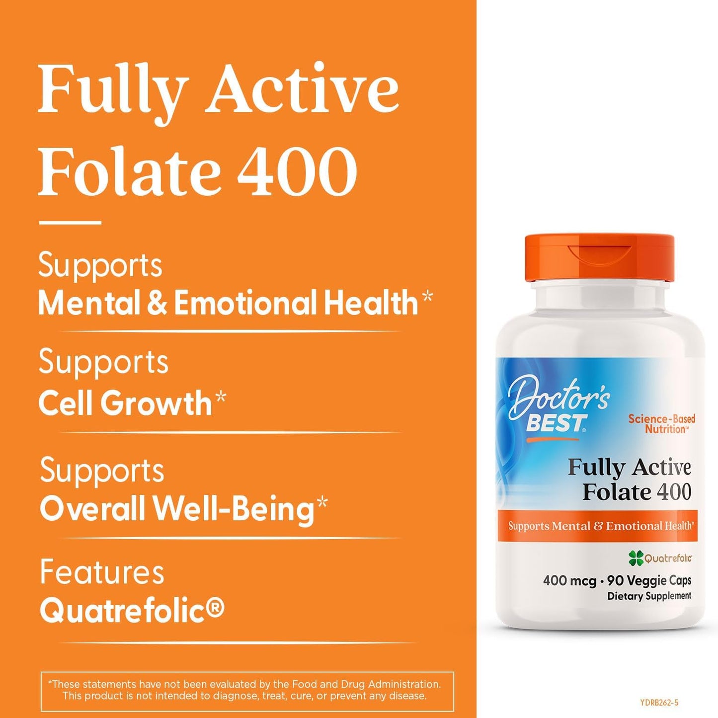 Doctor's Best Fully Active Folate with Quatrefolic400 mcg,90 Veg Caps - Nirvana Guru