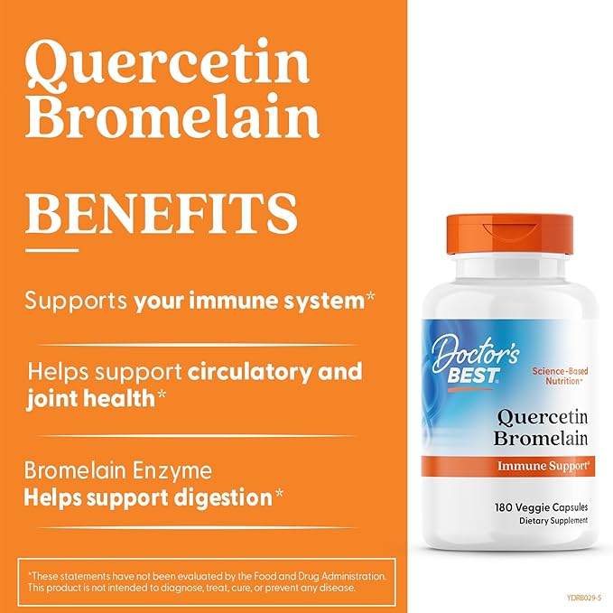 Doctor's Best Quercetin Bromelain, Immunity Support Capsule,180 Veg Capsule - Nirvana Guru