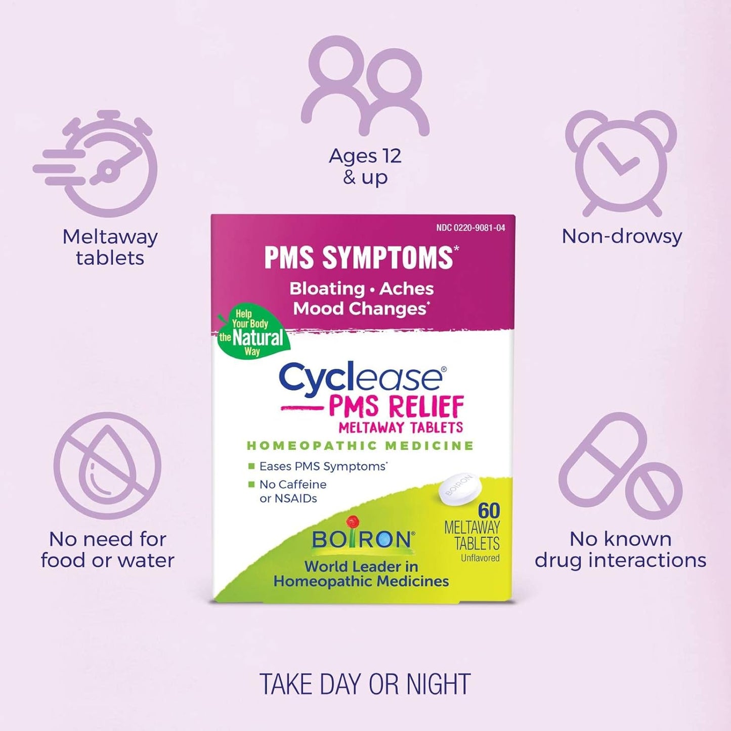 Boiron Cyclease PMS Relief Tablets for Symptoms from PMS,60 Count - Nirvana Guru