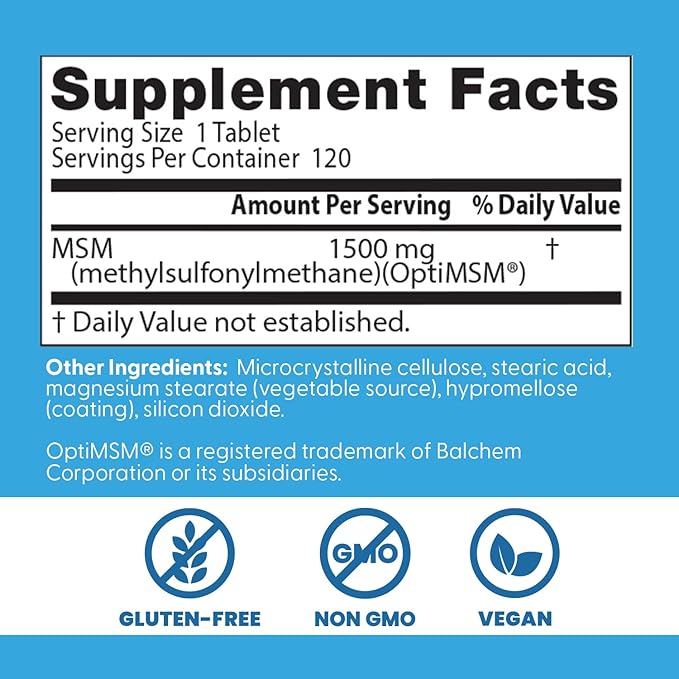 Doctors Best MSM, Supports Hair, Skin, Nails, & Joints,120 Tablets - Nirvana Guru
