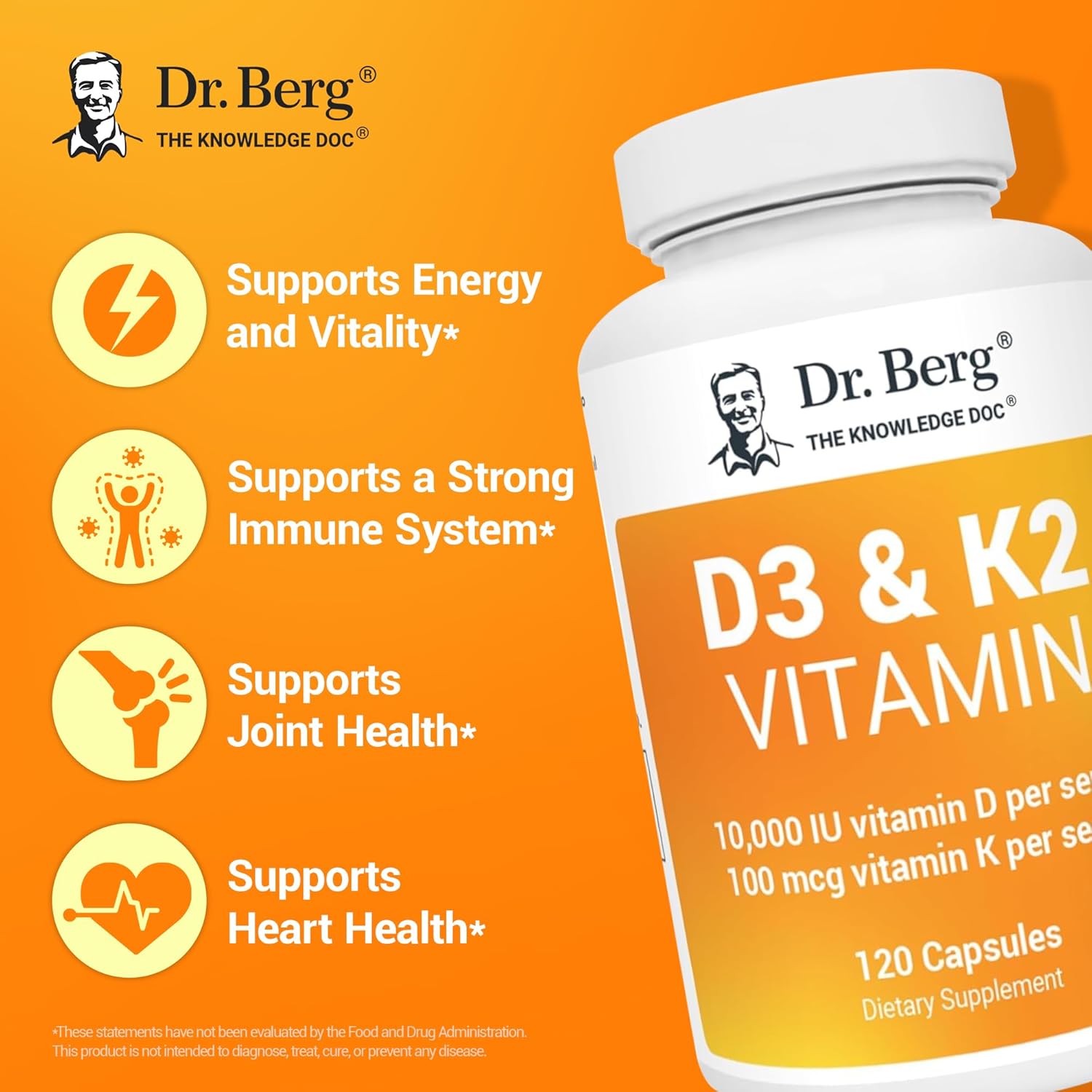 Dr. Berg Vitamin D3 K2 w/MCT Powder,K2 D3 Vitamin Supplement - 120 Capsule - Nirvana Guru