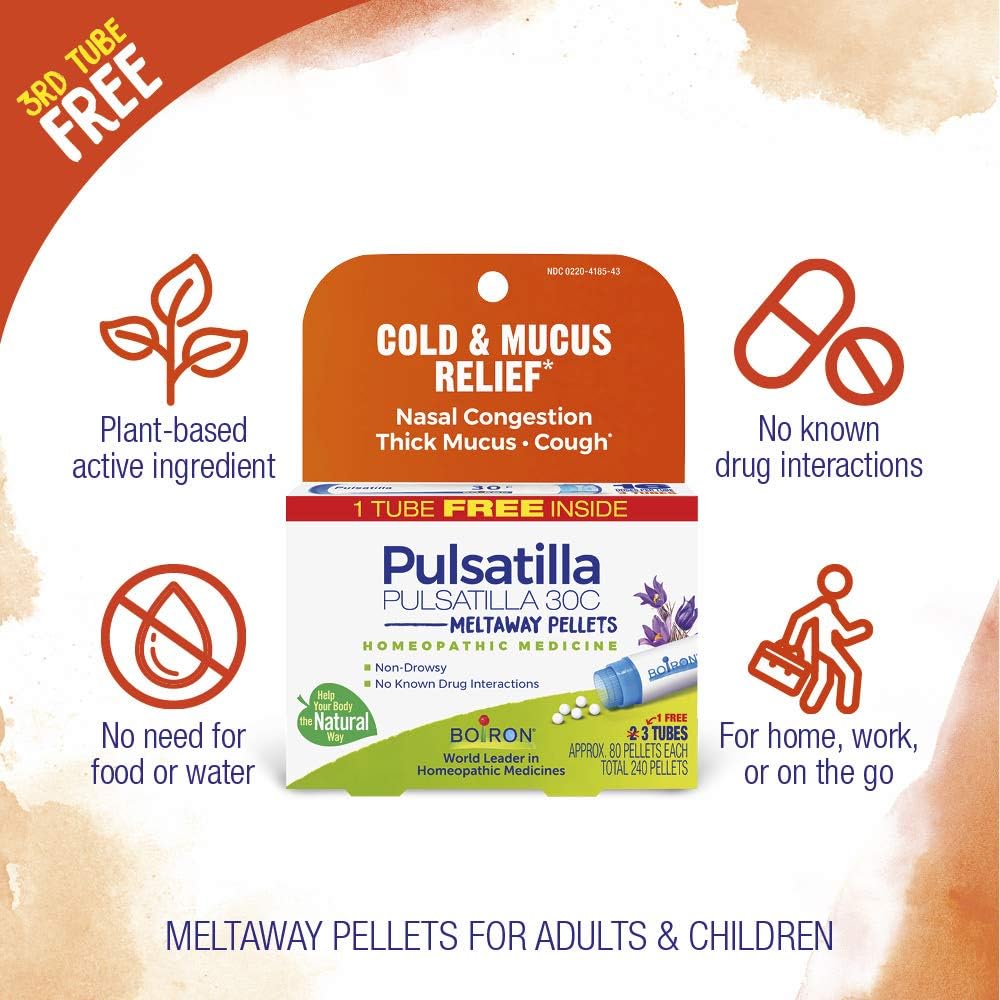 Boiron Pulsatilla 30C Homeopathic Medicine,3 Count (240 Pellets) - Nirvana Guru