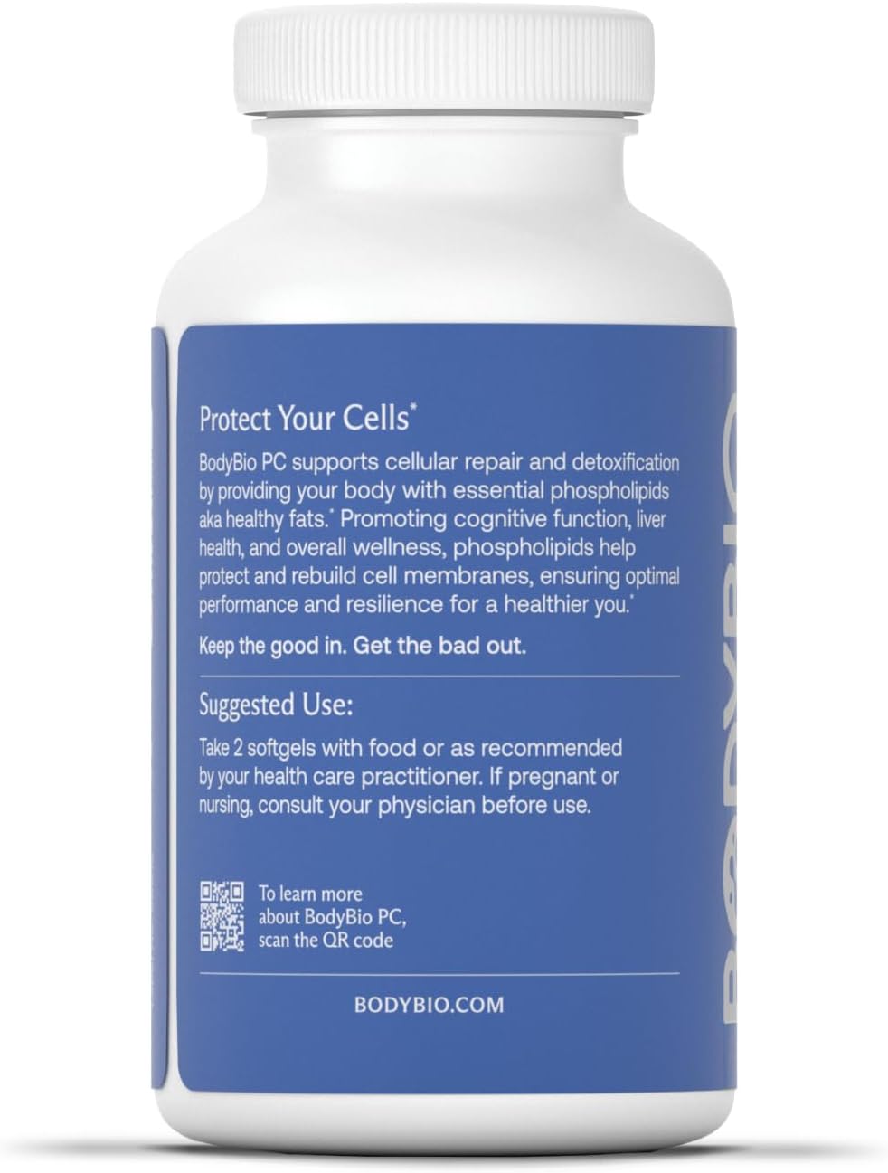 BodyBio PC Phosphatidylcholine for Mental Clarity, Healthy Aging, Cellular Repair, and Gentle Daily Detoxification - 100 Softgels - Nirvana Guru