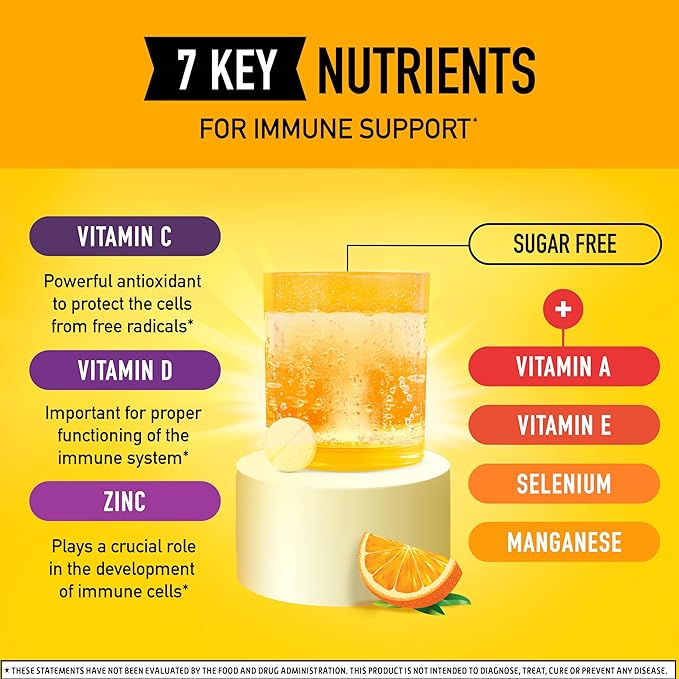 Airborne Vitamin C 1000mg (per Serving) - Zesty Effervescent Tablets, Gluten-Free Immune Support Supplement, Echinacea & Ginger, Orange, Citrus, 30 Count (Pack of 3) - Nirvana Guru